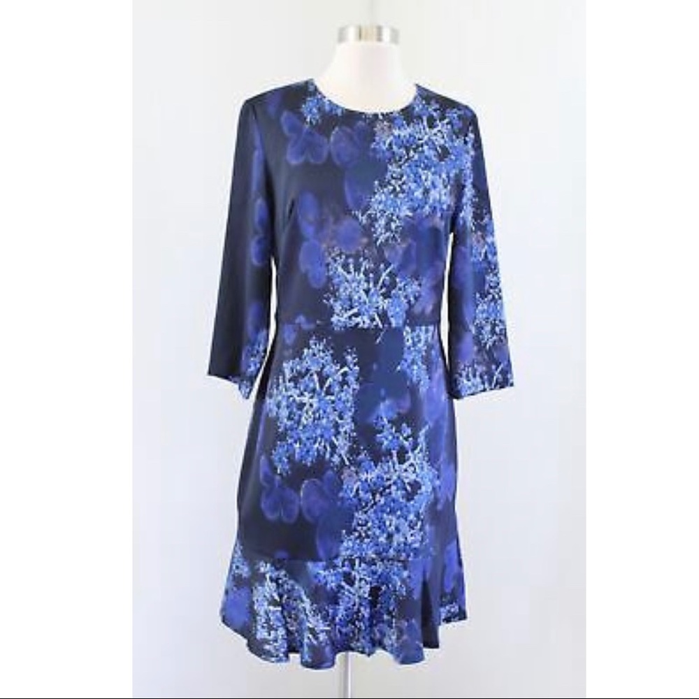 Banana Republic Navy Blue Abstract Floral Dress